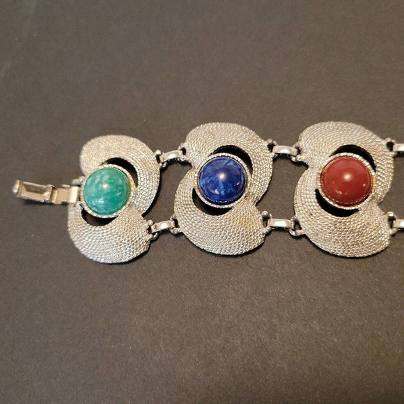 Sarah Coventry Vintage Chunky Lucite Cobachon Cuff Bracelet - Picture 2 of 11